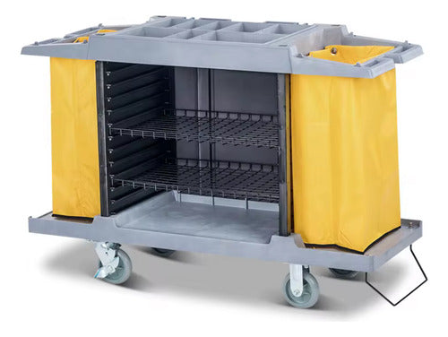 Carrito Para Camarista Gris Con Doble Bolsa Zait