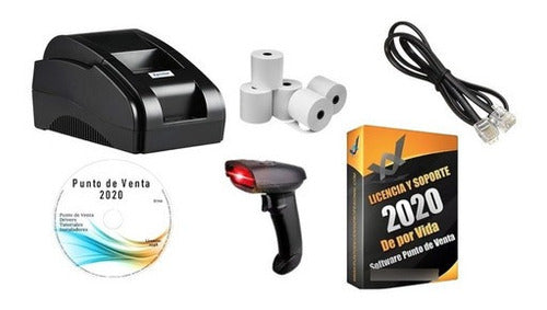 Kit Lector Códigos Barra, Impresora Térmica + Punto De Venta
