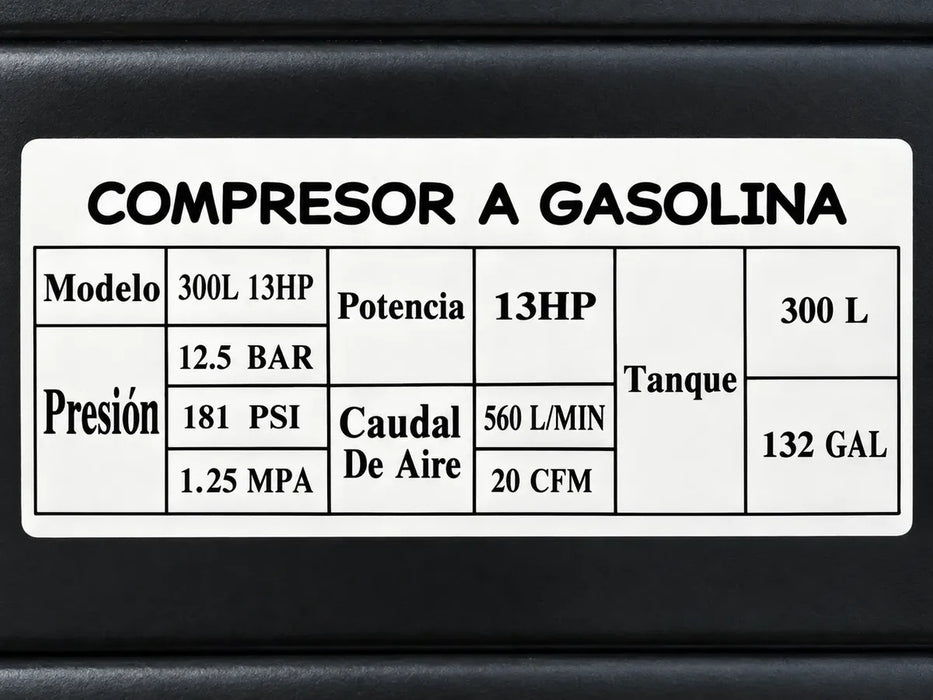 Compresor De Aire Con Motor A Gasolina 15hp 300l Zait