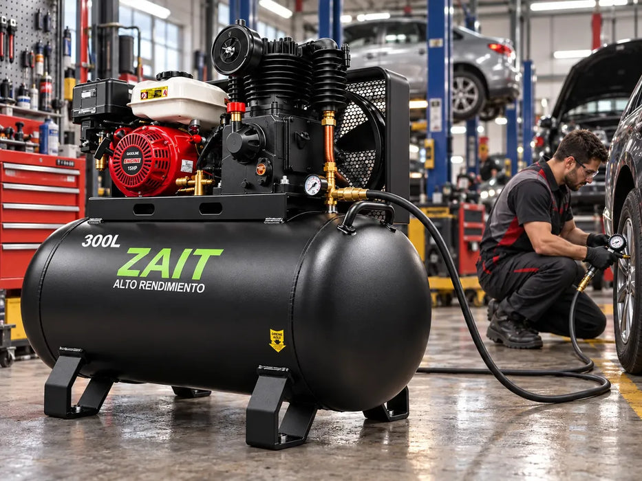 Compresor De Aire Con Motor A Gasolina 15hp 300l Zait
