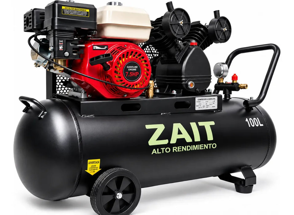 Compresor De Aire Con Motor A Gasolina 7hp 100l Zait