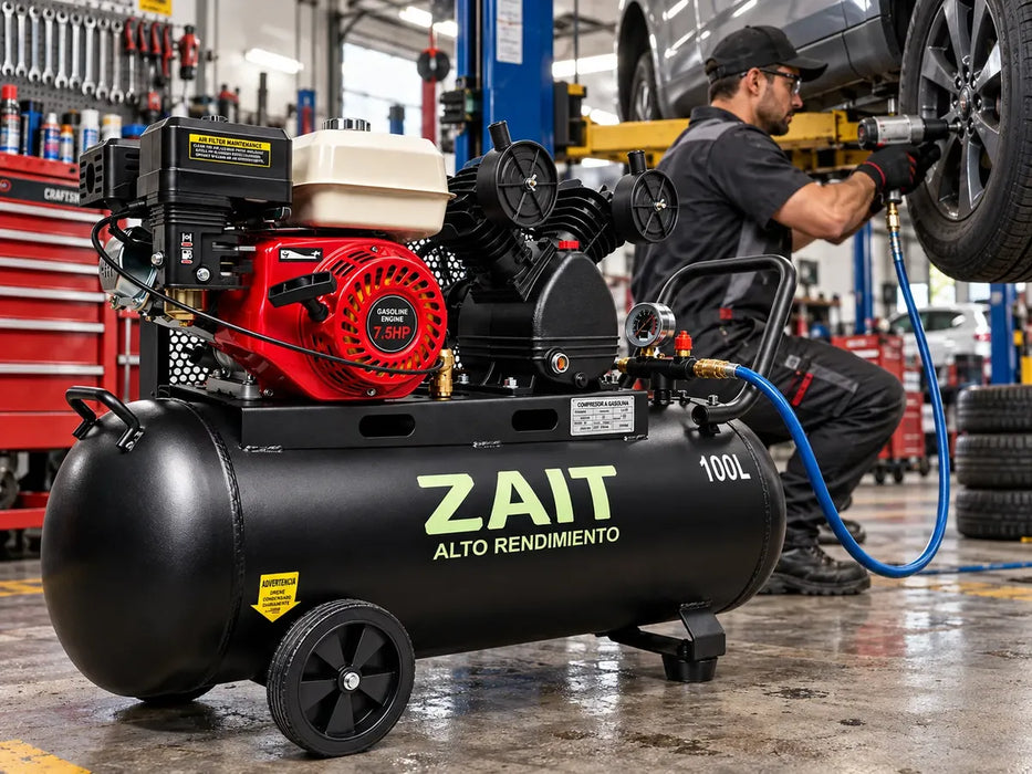 Compresor De Aire Con Motor A Gasolina 7hp 100l Zait