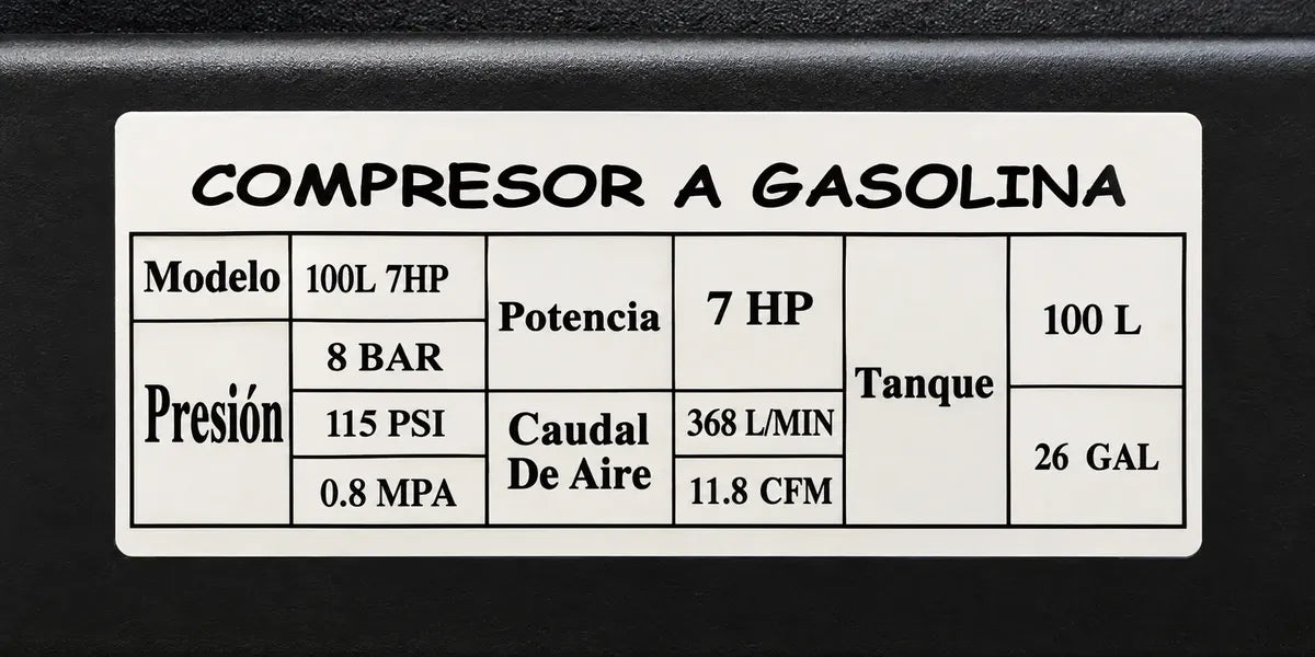 Compresor De Aire Con Motor A Gasolina 7hp 100l Zait