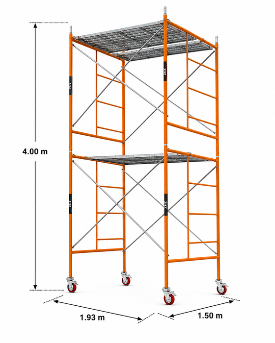 Andamio, Torre De Trabajo 4m, Movil, Ligera Desmontable Zait