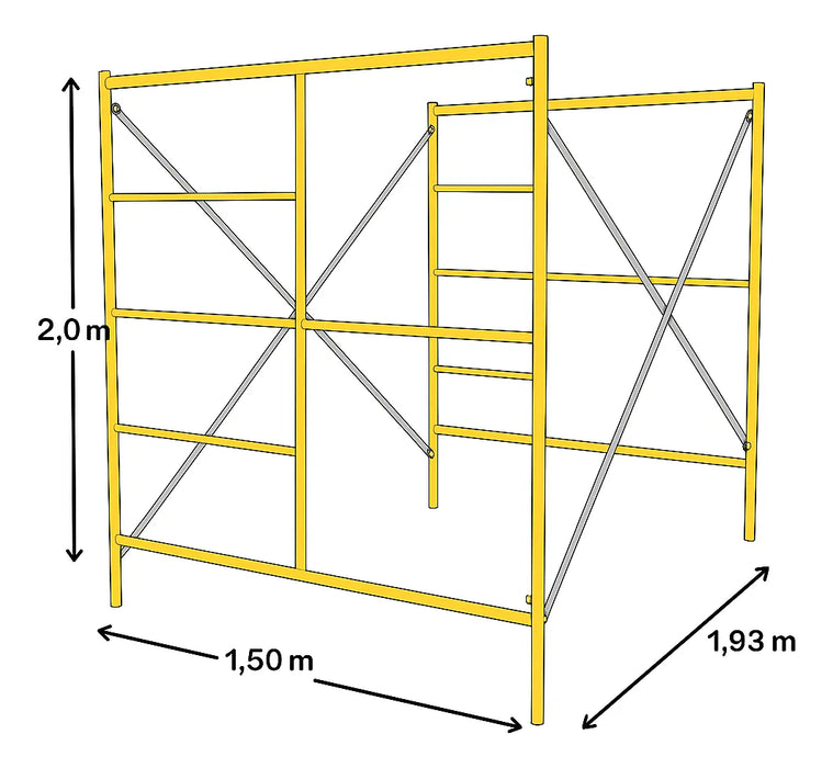Andamio, Ligero, Estándar; 1.5x2.0x1.93m + Ruedas Zait