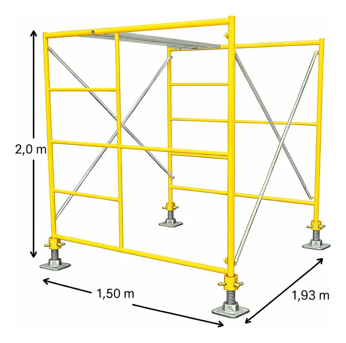 Andamio Estándar + Plataforma+niveladores 1.5x2.0x1.93m Zait