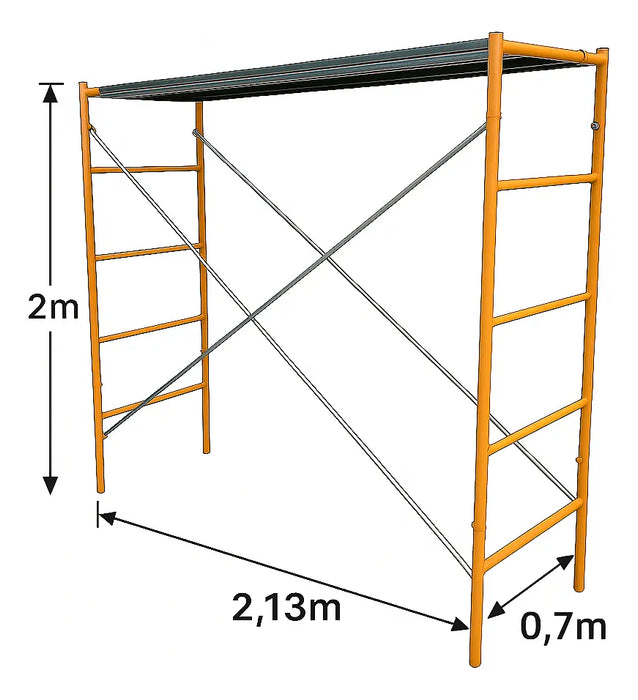 Andamio Banquetero 0.7x2.0x2.13m + Plataforma + Ruedas Zait