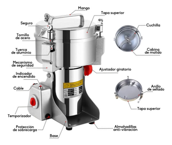 Molino Pulverizador Granos Semillas Especias Eléctrico 2kg_3